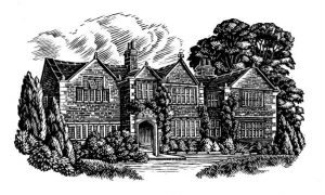 Drawing of historic Holdsworth House hotel West Yorkshire