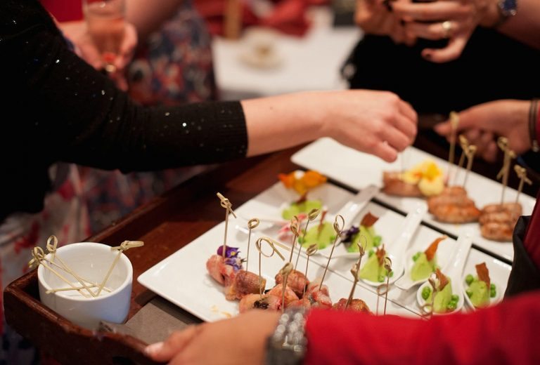 Sharing platters served at a private party at Holdsworth House