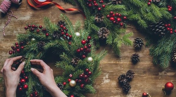 Christmas wreath workshops at Holdsworth House Hotel in Halifax