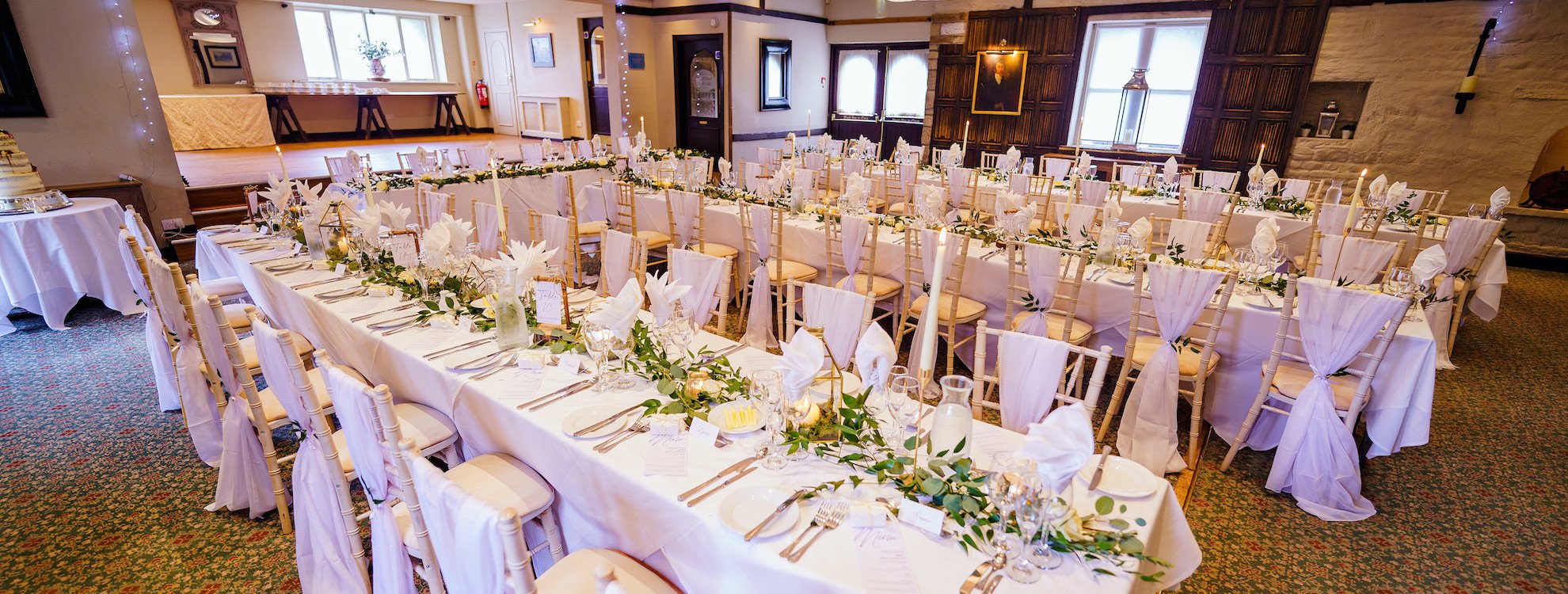 Banner Billy&Ashton wedding holdsworth house attention to detail banqueting tables