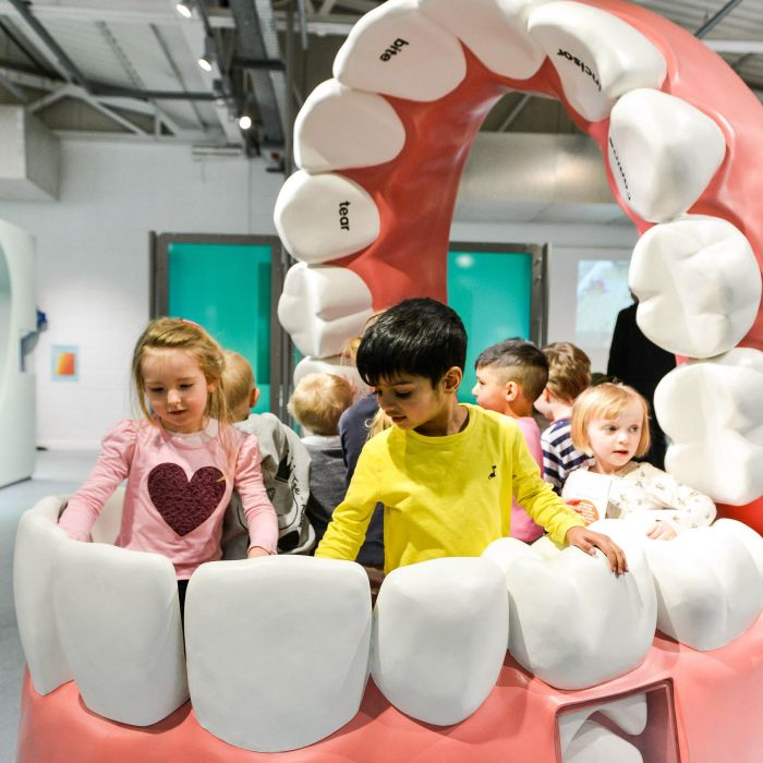 Kids interactive display at Eureka! in Halifax for child friendly hotel breaks