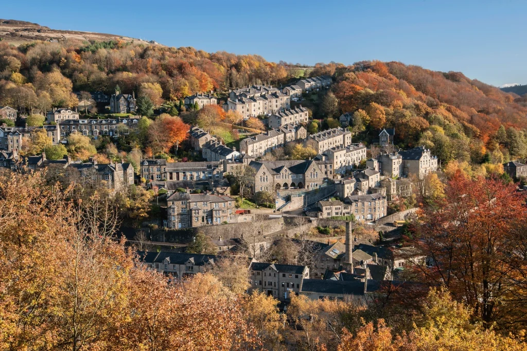 Hebden Bridge town near Halifax and Holdsworth House Hotel