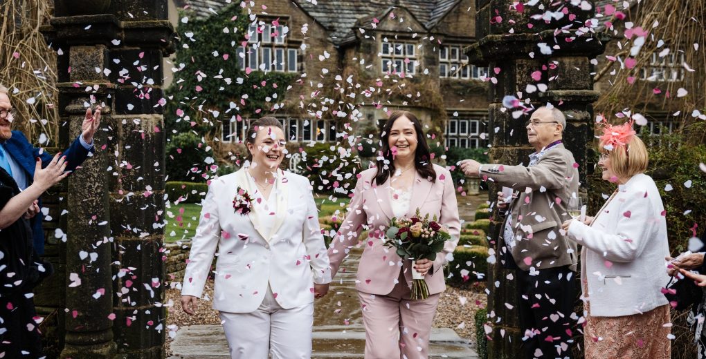 Drawn By Light Photography Helen and Kimberley confetti
