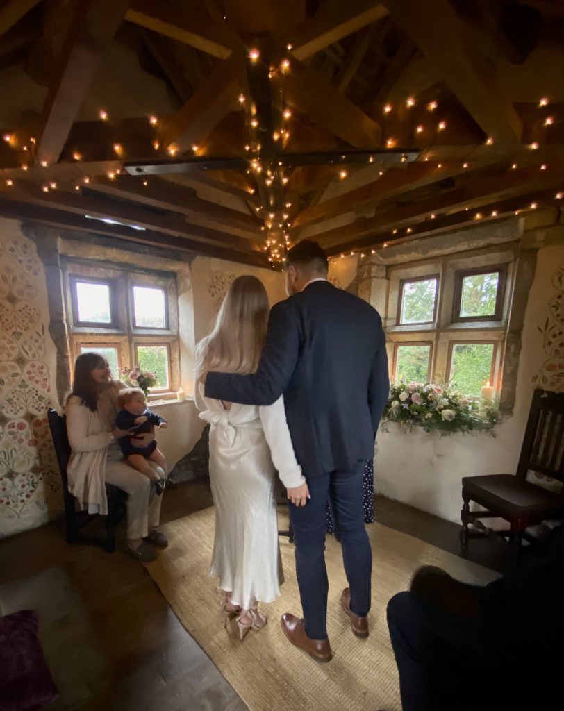 Holdsworth House Hotel wedding venue wedding ceremony taking place in teh Gazebo