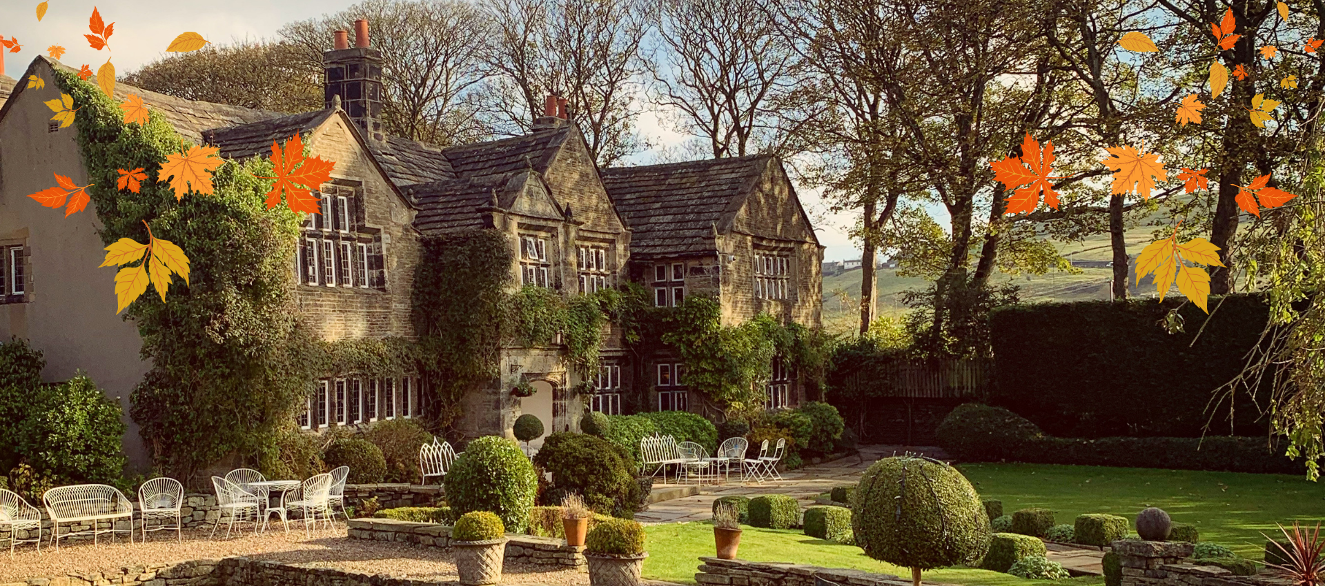 Autumn exterior of Holdsworth House Hotel in halifax