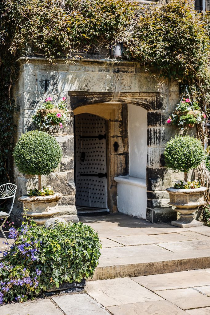 the historic entrance porch at Holdsworth House