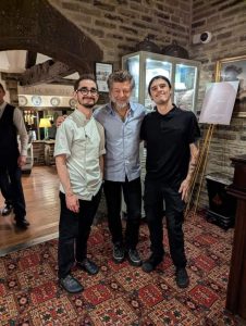 Actor Andy Serkis at Holdsworth House Hotel with chef George and kitchen porter Gowan