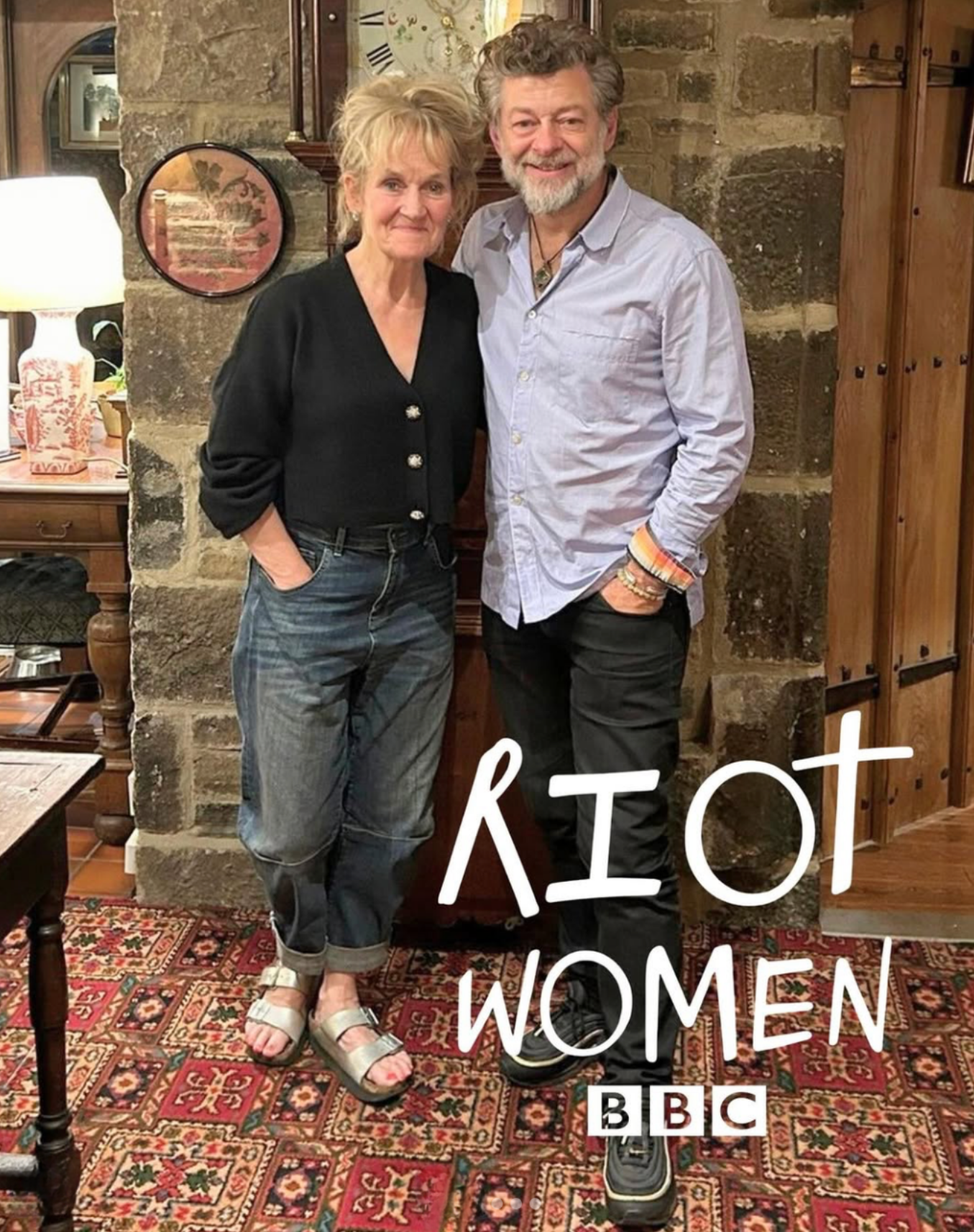 Lorraine Ashbourne (who plays Jess Burchill, drummer in the BBC's Riot Women) with actor filmmaker husband Andy Serkis (voice of Gollum Lord of the Rings)