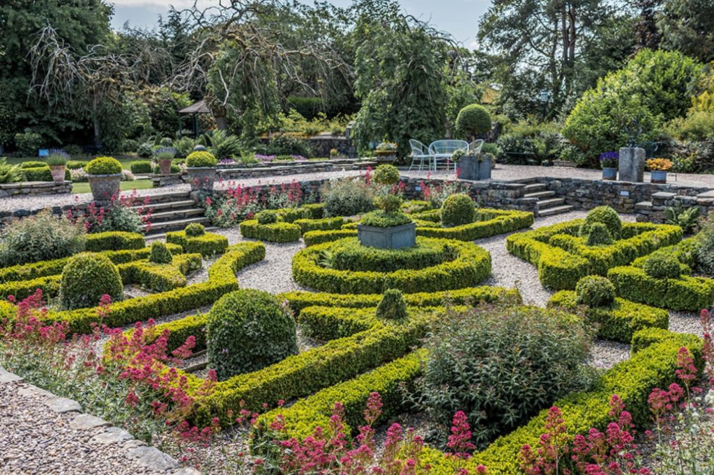 Parterre gardens at Holdsworth House in West Yorkshire.