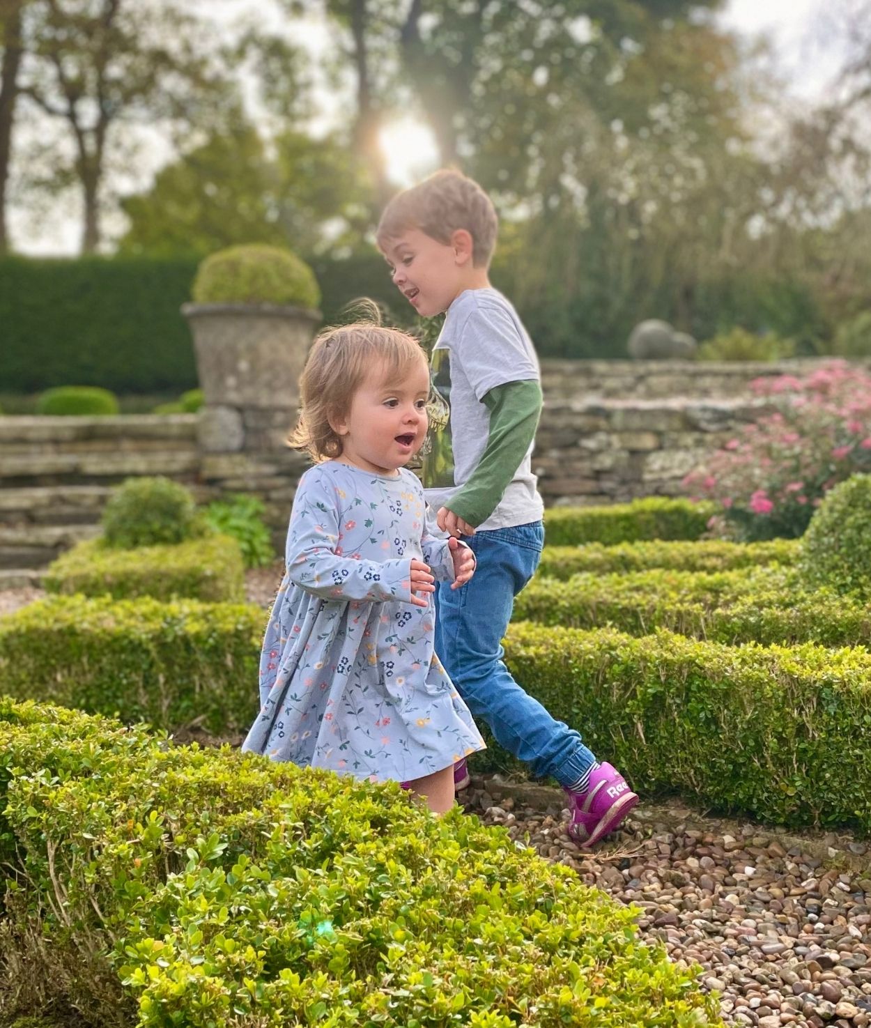 Children exploring the gardens at Holdsworth House Hotel in Halifax