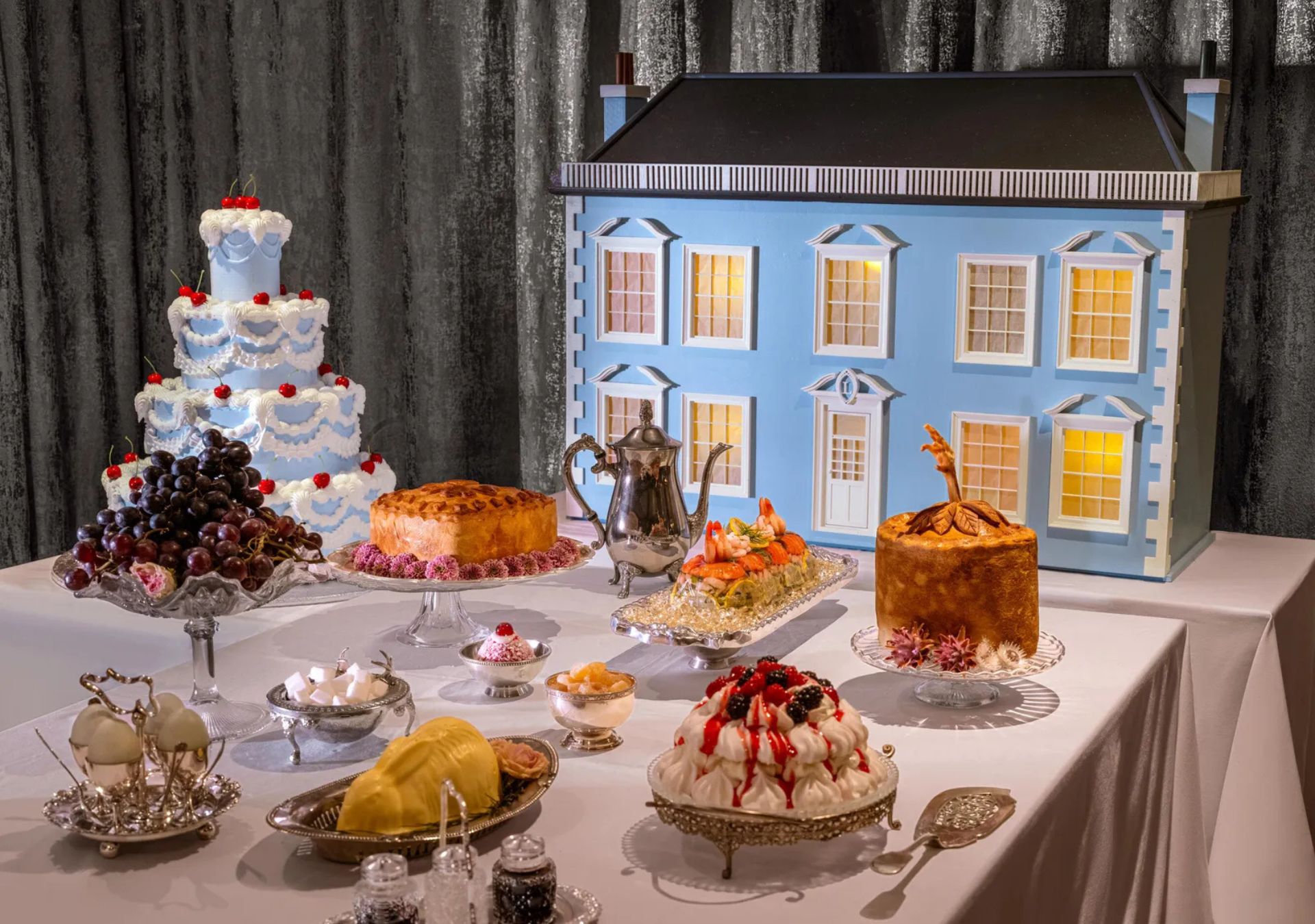 Dining display inspired by Thrushcross Grange, created for the Airbnb Wuthering Heights experience