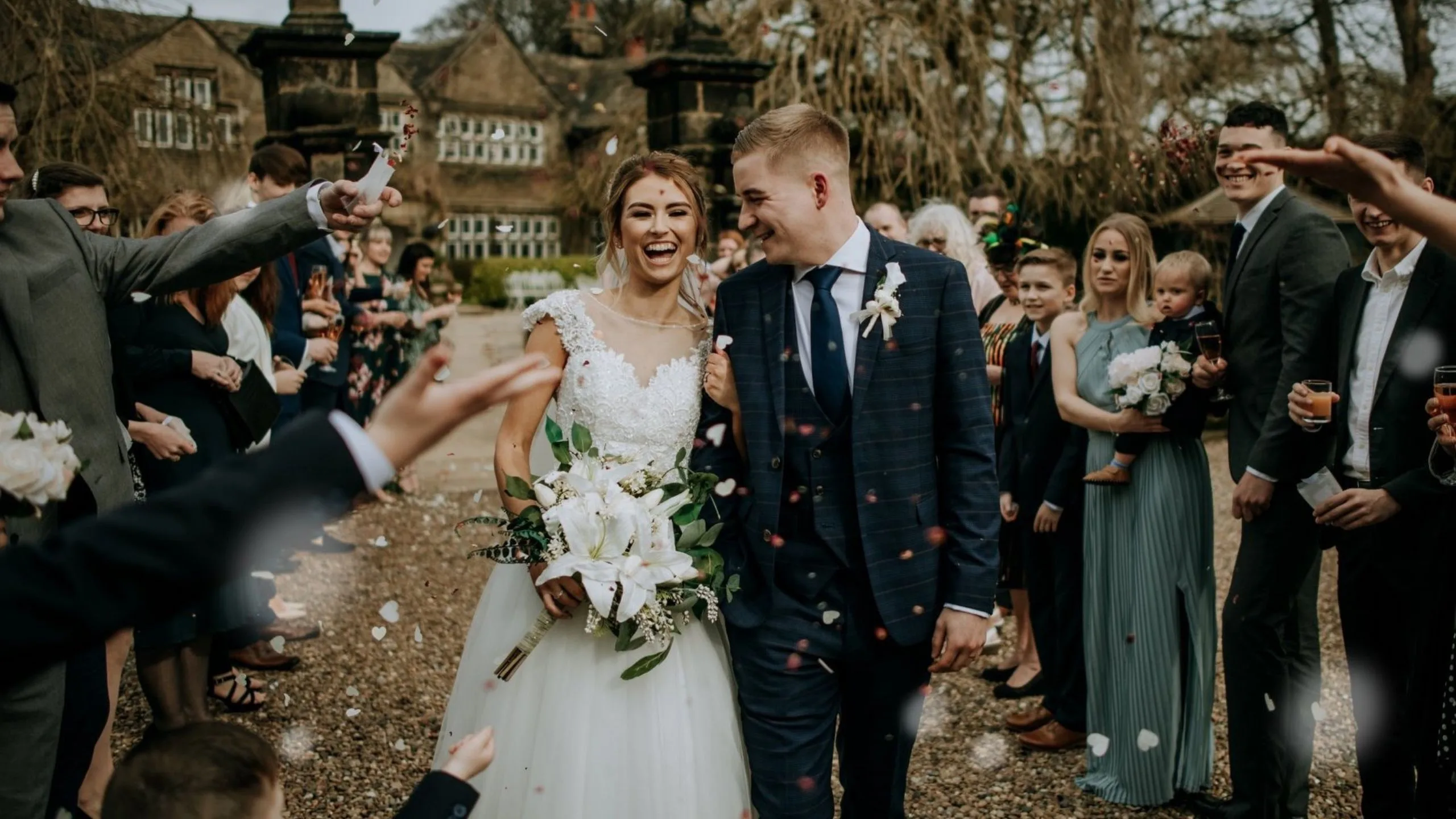 Wedding ceremony at Holdsworth House, a Grade II* Jacobean manor in West Yorkshire