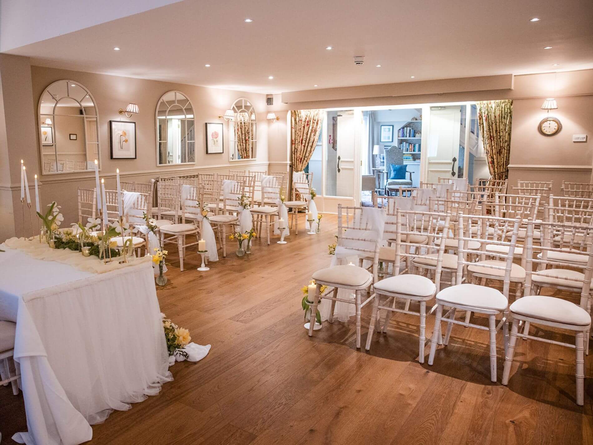 Ceremony space dressed for a wedding