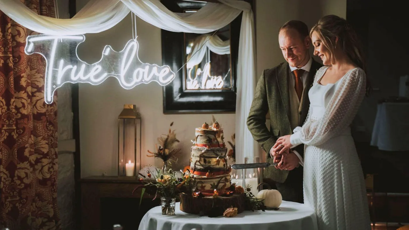 Vintage tea party wedding guests at Holdsworth House