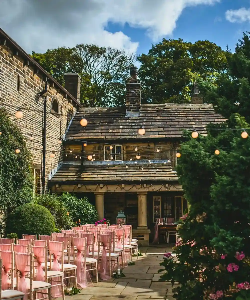 Wedding breakfast with just good friends at Holdsworth House