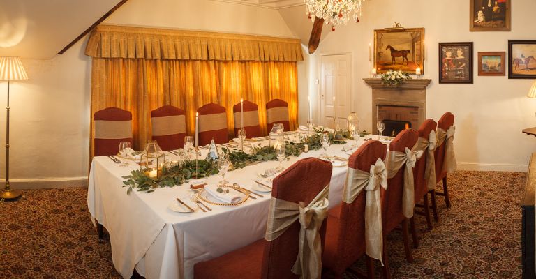 The Ayrton Room at Holdsworth House set for an intimate Christmas dinner