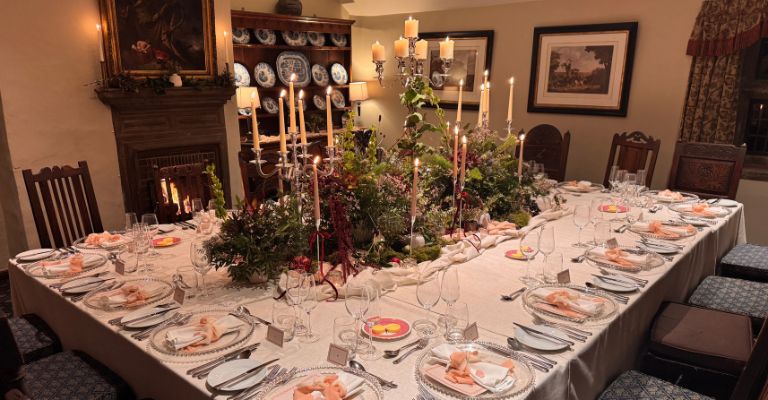 The De Aldworth Room at Holdsworth House set for private Christmas dining