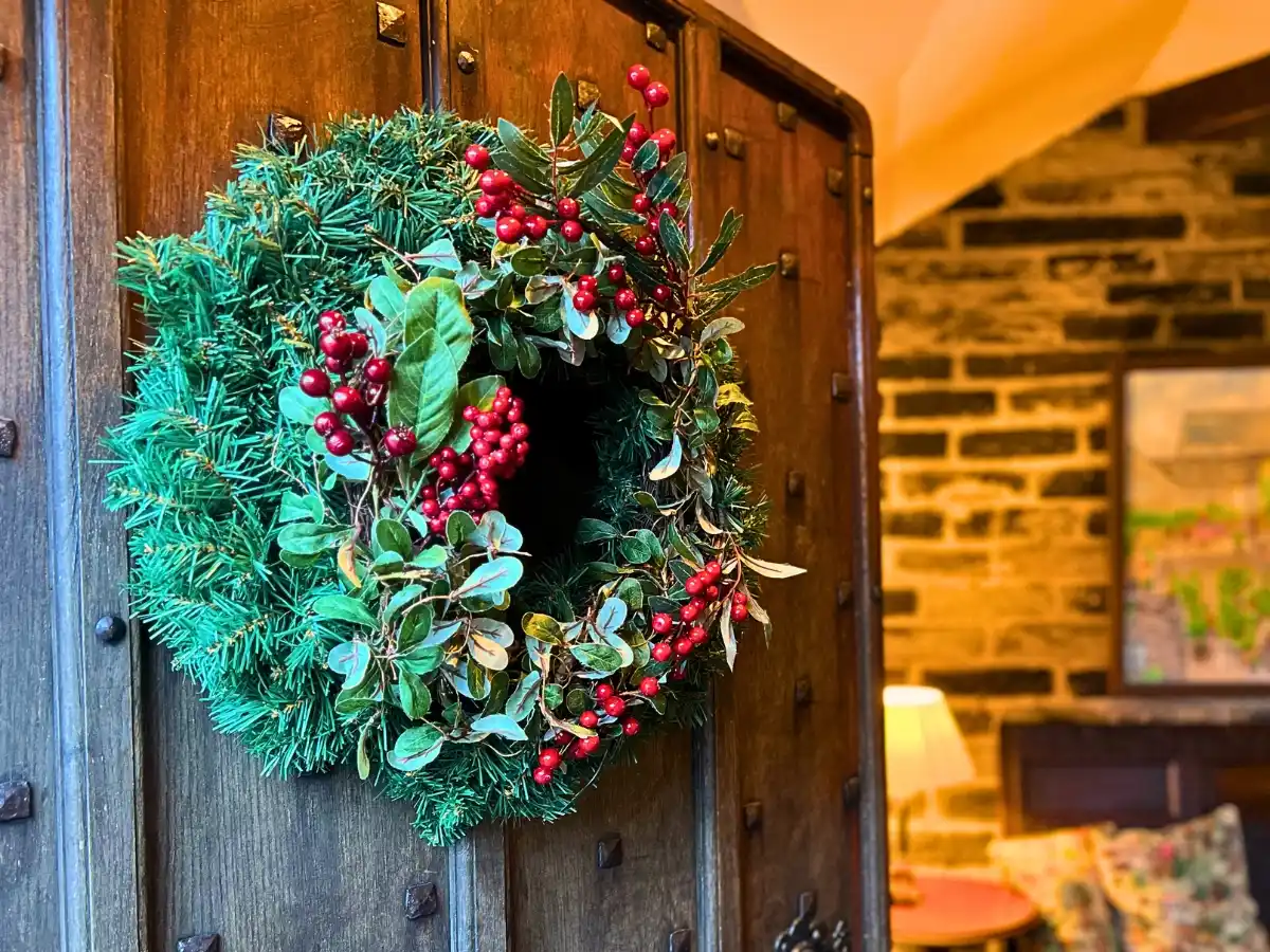 A finished Christmas wreath from a Holdsworth House workshop