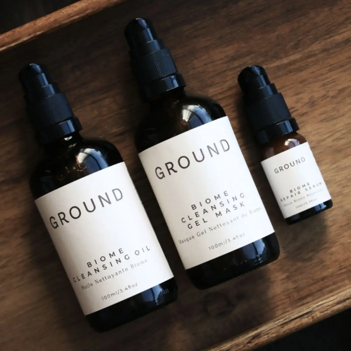 GROUND Wellbeing oils and the Biome cleansing gel