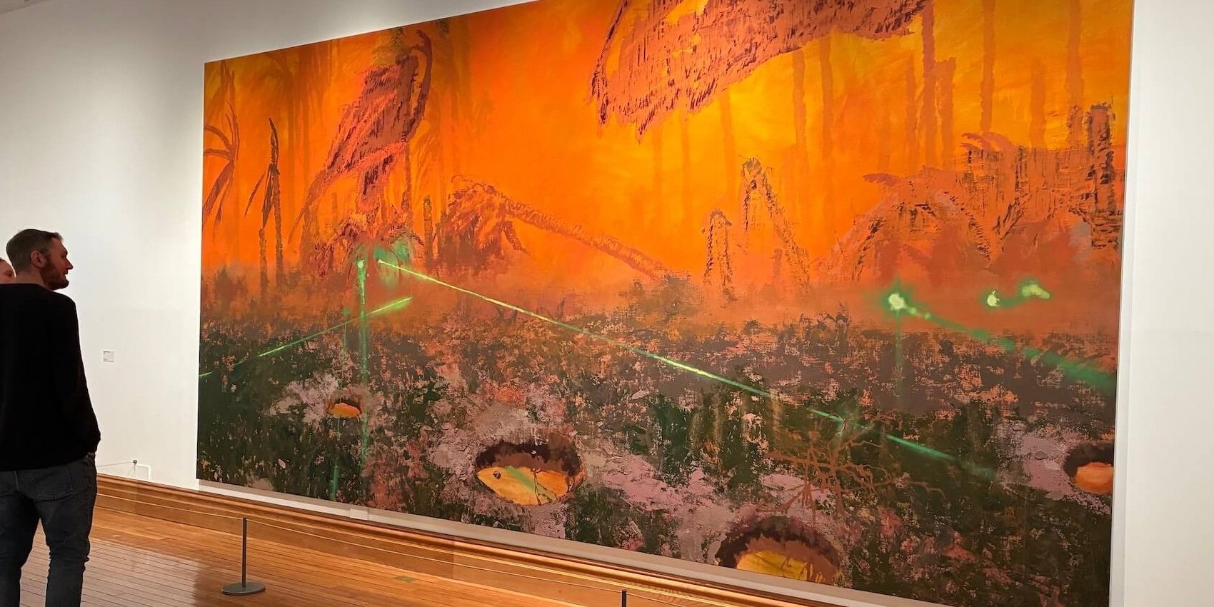 A picture of Mohammed Sami's painting shortlisted for the 2025 Turner prize at Cartwright Hall in Bradford